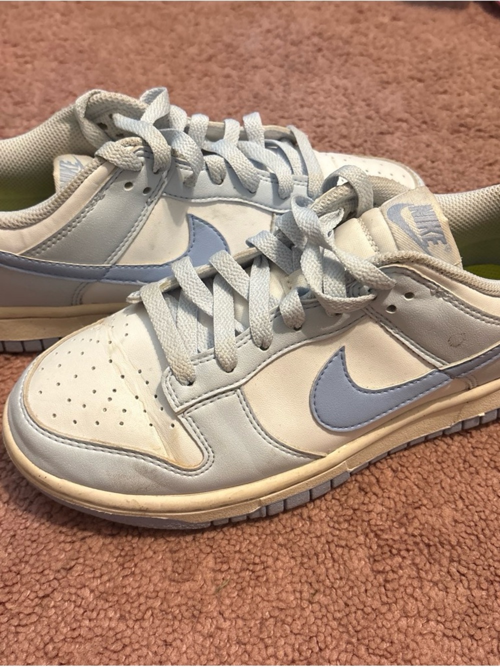 Blue and white nike dunks